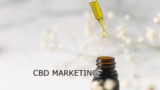 A bottle of cbd oil with the words cbd marketing.